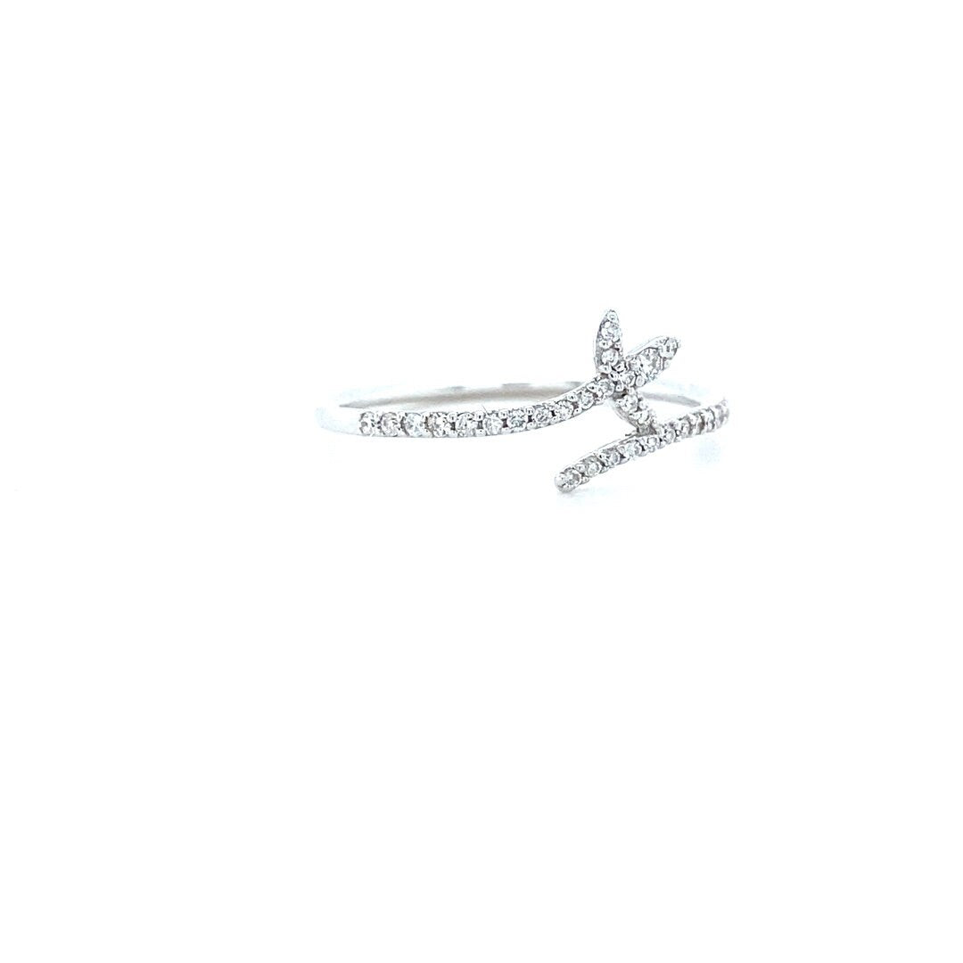 Diamond Rings, Leaves Diamond Ring, Split Shank, 14k Solid Gold, Natural Diamonds, Stackable Ring, Gift for Her
