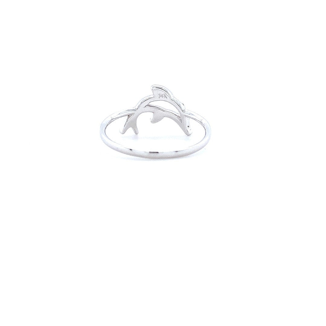 Dolphin Diamond Ring, 14k Solid Gold, Natural Diamonds, Stackable Fish Ring, Animal Jewelry, Gift For Her