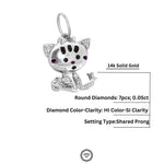 Load image into Gallery viewer, Cat Diamond Charm Pendant, 14k Solid Gold, Natural Diamonds, Gift for her
