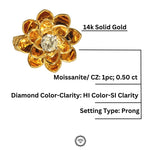 Load image into Gallery viewer, Solitaire engagement Diamond Flower Ring, 14k Solid Gold, Gold Petals Flower Ring, Natural Diamonds, Gift for her
