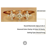 Load image into Gallery viewer, Triple Diamond Ring in 14K Solid Gold, Round Solitaire Natural Diamonds, Gift for her
