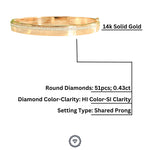 Load image into Gallery viewer, Diamond Broad Bangle Bracelet, 14k Solid Gold, Layering Statement Bracelet, Natural Diamonds, Gift for her
