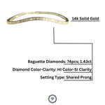 Load image into Gallery viewer, Baguette Diamond Bracelet With Wavy Design, 14k Solid Gold, Natural Diamonds, Gift for her
