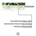 Load image into Gallery viewer, Circle Gold Bracelet, Cluster Setting Bracelet, Natural Diamonds Open Cuff, 14K Solid Gold, Gift for her
