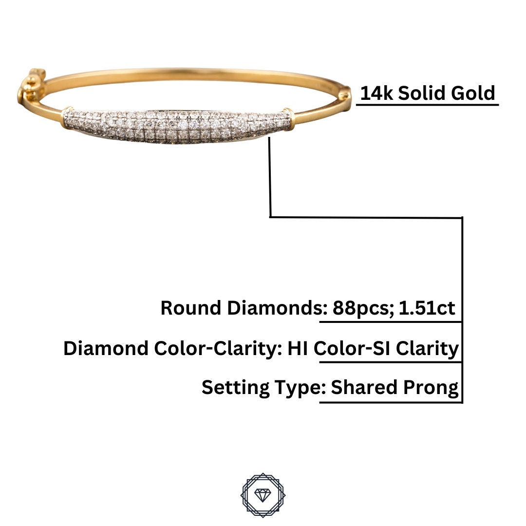 Diamond Bracelet in 14k Solid Gold, Sleek Charming Bracelet with Natural Diamonds, Gift for her