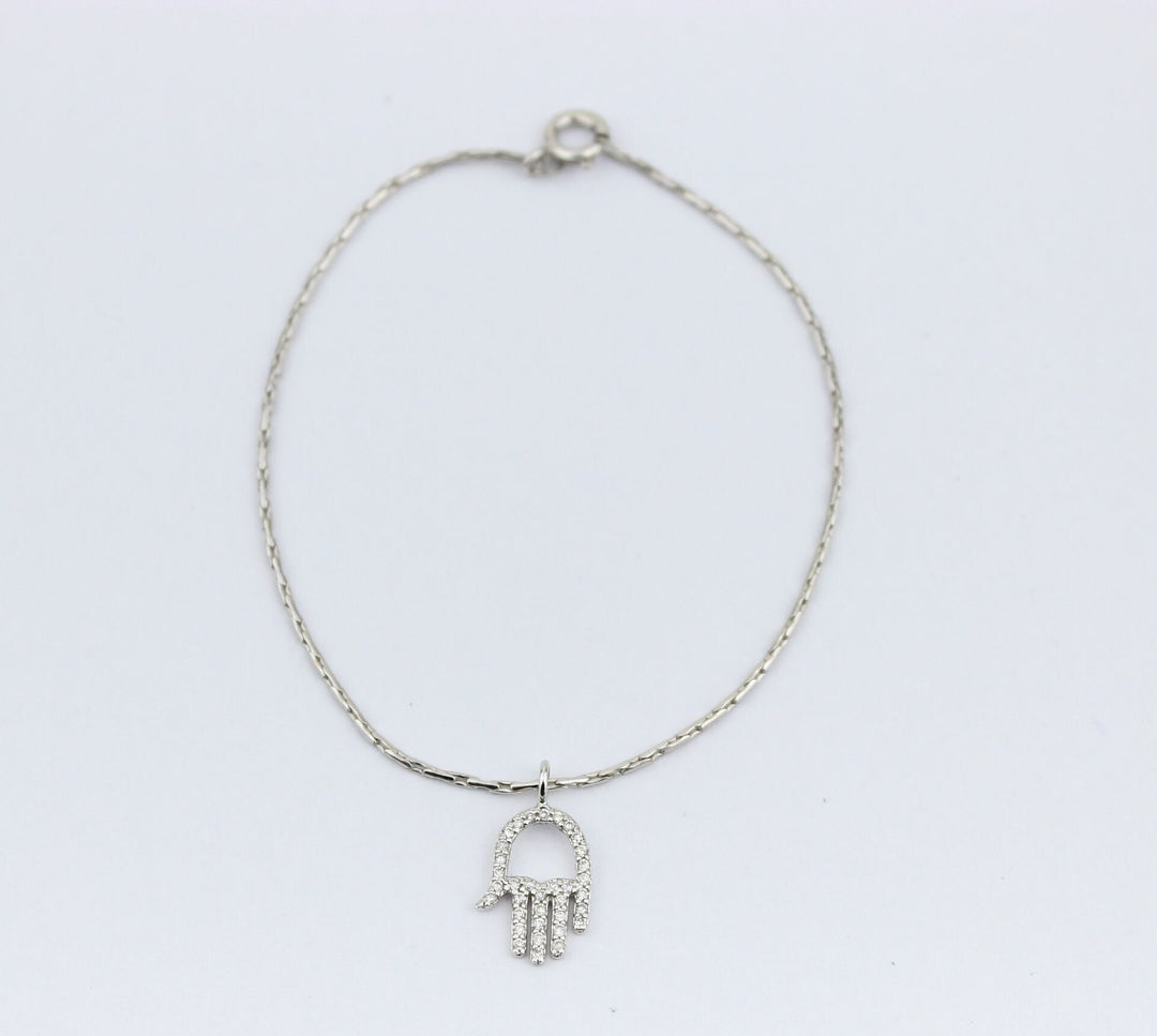 Hamsa Hand Diamond Charm Pendant, 14k Solid Gold, Small Hamsa Necklace,  Natural Diamonds, Everyday Protection Bracelet, Gift for her