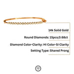 Load image into Gallery viewer, 14k Solid Gold Diamond Stackable Bracelet, Flexible Tennis Bracelet, Natural Diamonds, Half Tennis Bracelet, Gift for her
