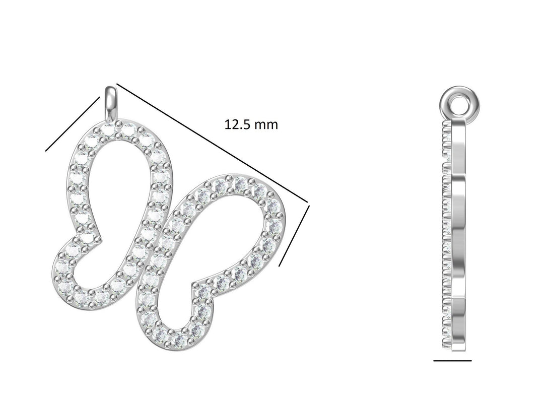 Butterfly Diamond Charm, 14k Solid Gold, Natural Diamonds, Stackable Animal Pendant, Everyday Jewelry, Open Wings Minimalist Jewelry