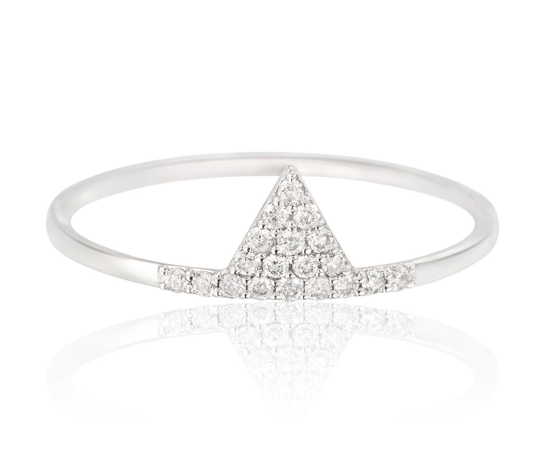 Triangle shape Diamond Ring, 14k Solid Gold, Natural Diamonds, Gift for her, Everyday Jewelry
