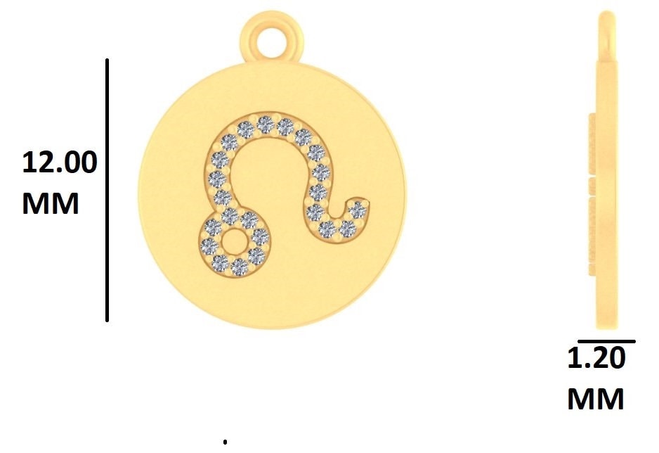Leo Horoscope Birth Sign Charm, 14k Solid Gold, Natural Diamond, Zodiac Constellation Jewelry, Everyday Jewelry, Astrology Gift