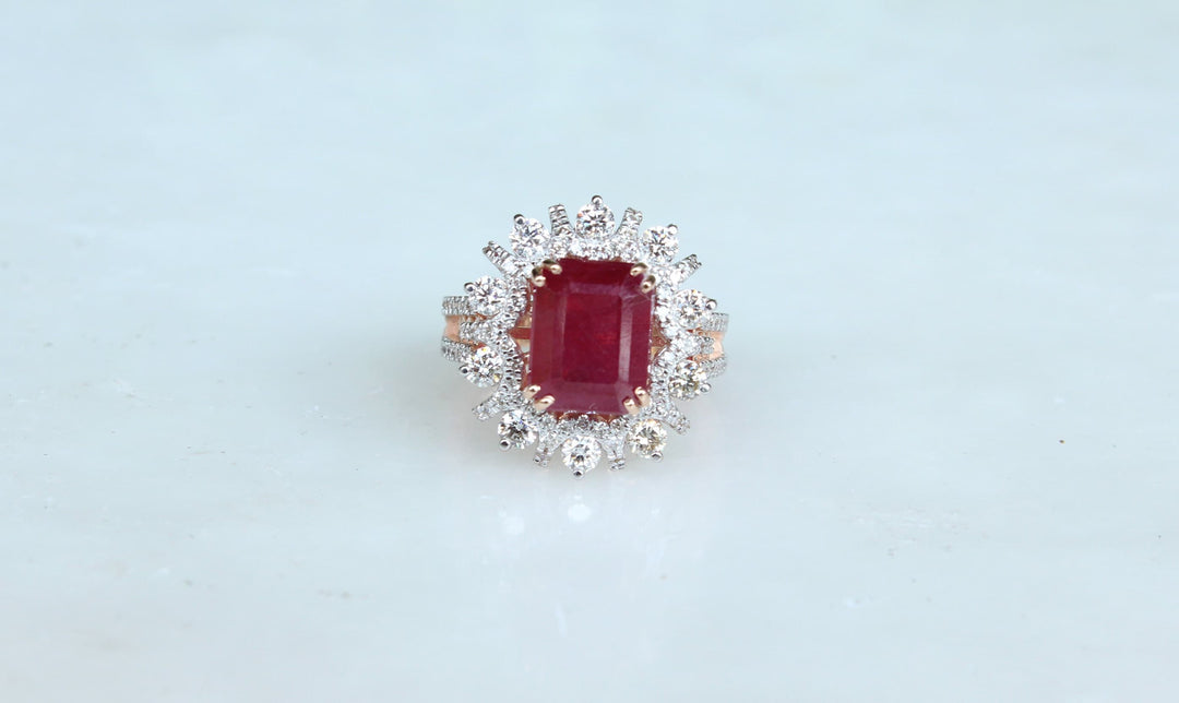 Ruby Diamond Gemstone Ring, 14k Solid Gold, July Gemstone, Birthstone Ring, Natural Diamonds, Gift for her