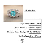 Load image into Gallery viewer, Aquamarine Diamond Ring In 14k Solid Gold, Birthstone Ring With Natural Diamonds, Gift for Her
