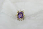 Load image into Gallery viewer, Amethyst Diamond Ring, 14k Solid Gold, Natural Diamonds, Cocktail Ring, Faceted Oval Ring, Gemstone Rings, Gift for her
