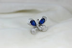 Load image into Gallery viewer, Blue Sapphire Butterfly Diamond Ring in 14K Solid Gold, Natural Diamonds,  Gemstone Ring, Gift for her
