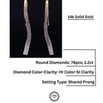 Load image into Gallery viewer, Diamond Dangle Earrings in 14k Solid Gold, Bridal Earrings, Natural Diamonds,  Gift for Ready To Ship, Women&#39;s Day Gift
