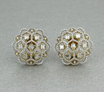 Load image into Gallery viewer, Floral Design Stud Earrings, Baguettes and round Diamond Earrings, 14k Solid Gold, Natural Diamonds, Gift for her
