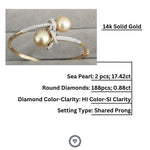 Load image into Gallery viewer, Twin South Sea Pearl Diamond Bracelet, 14k Solid Gold, Natural Diamonds, Gift For Her
