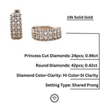 Load image into Gallery viewer, Huggie Diamond Earrings, Princess Cut Diamond Earrings, 14k Solid Gold, Natural Diamonds, Gift For her
