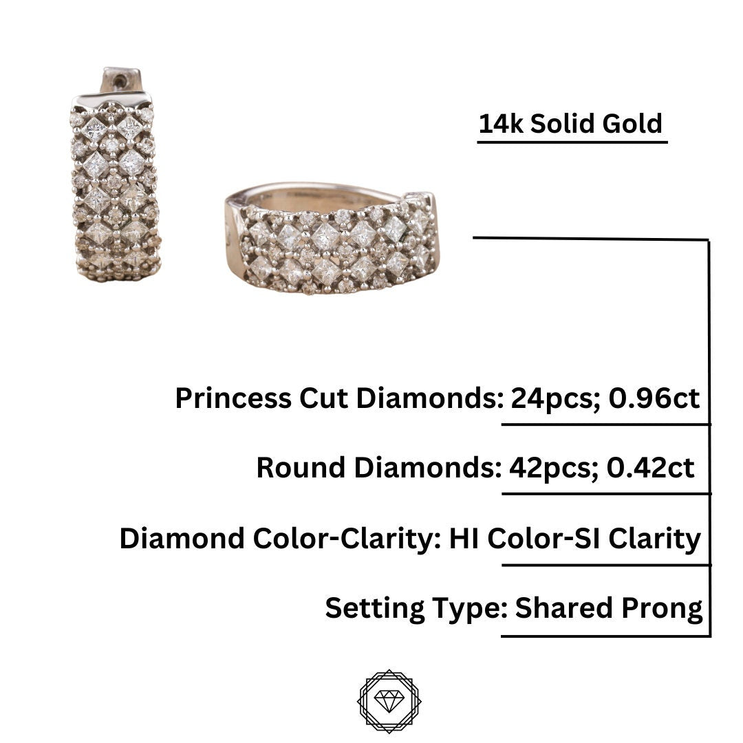 Huggie Diamond Earrings, Princess Cut Diamond Earrings, 14k Solid Gold, Natural Diamonds, Gift For her