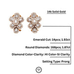 Load image into Gallery viewer, Emerald Cut Diamond Stud Earrings,  Flower Design Diamond Earrings, 14k Solid Gold, Natural Diamonds, Fancy shape diamond earrings, For her
