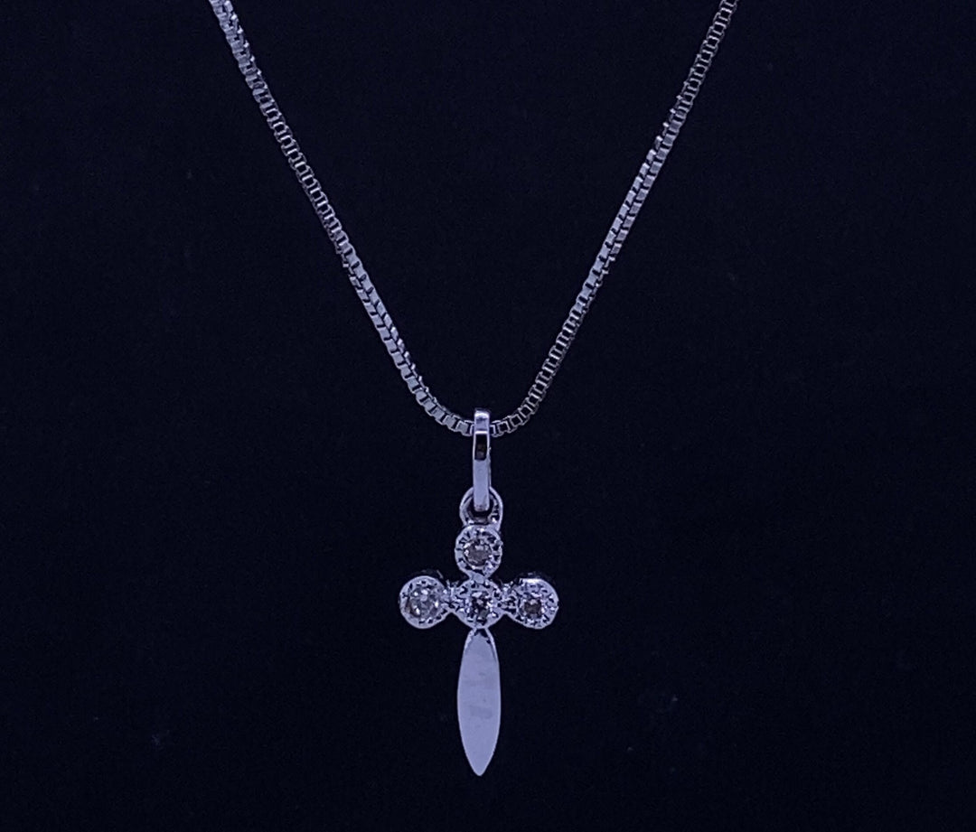 Cross Diamond Pendant in 14k Solid Gold, Natural Diamond Cross Necklace With Adjustable Chain, Bezel Setting, Communion Gift for her