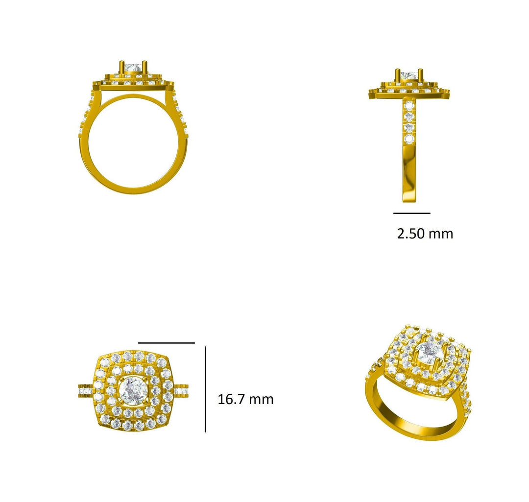 Solitaire Square Diamond Ring, 14k Solid Gold, Illusion Setting, Wedding Engagement Ring, Natural Diamonds, Gift For Her