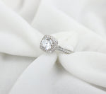 Load image into Gallery viewer, Halo square-shaped lab diamond engagement ring in solid gold, Solitaire Wedding Ring, Bridal Jewelry, Gift For Her
