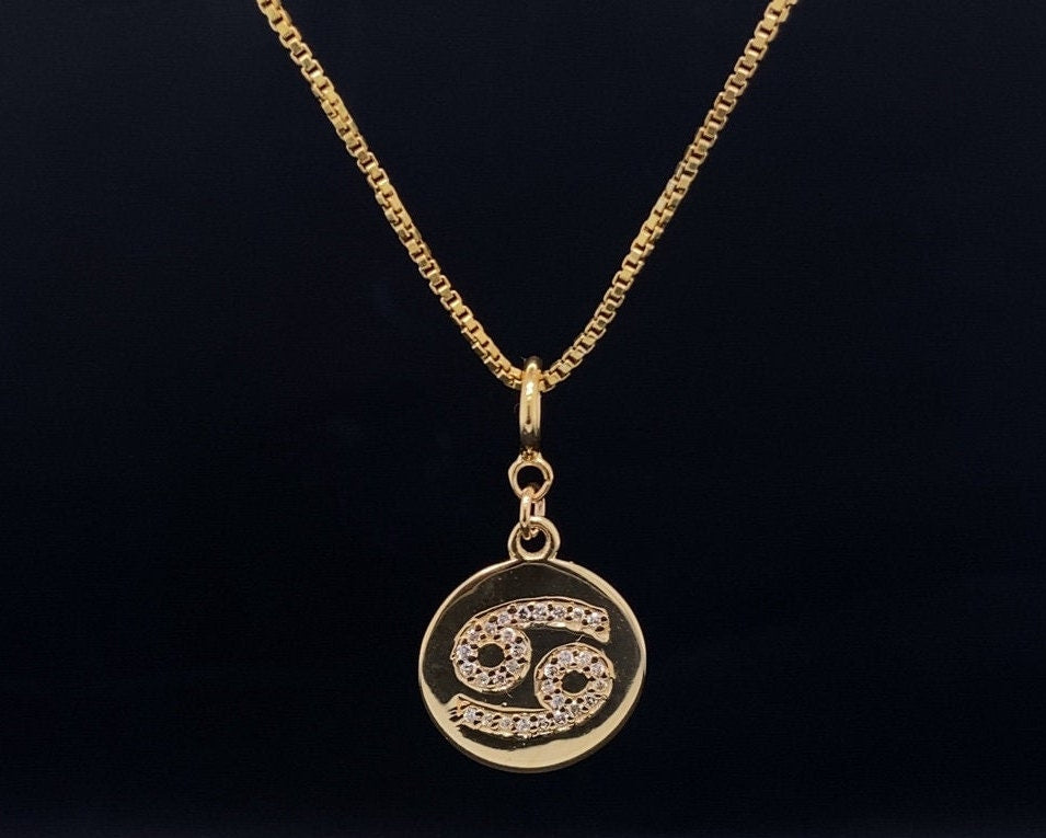Cancer Horoscope Birth Sign Charm, 14k Solid Gold, Natural Diamonds, Zodiac Jewelry, Everyday Jewelry, Astrology Gift for her
