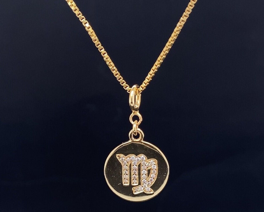 Virgo Horoscope Birth Sign Charm, 14k Solid Gold, Natural Diamonds, Zodiac Jewelry, Everyday Jewelry, Astrology Gift for her