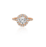 Load image into Gallery viewer, Round Solitaire Diamond Ring, Moissanite Engagement Ring, 14K Solid Gold, Halo Setting, Gift For Her
