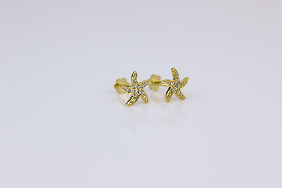 Kids Starfish Diamond Stud Earrings, 14k Solid Gold, Natural Diamonds, Kids jewelry, Gift for toddlers, girls and kids