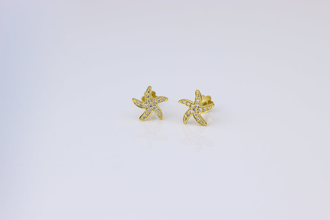 Kids Starfish Diamond Stud Earrings, 14k Solid Gold, Natural Diamonds, Kids jewelry, Gift for toddlers, girls and kids