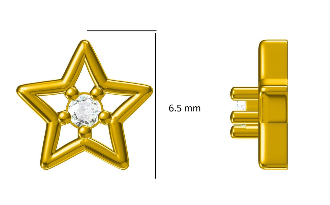 Kids Hollow Star Diamond Stud Earrings, 14k Solid Gold, Natural Diamonds, Kids jewelry, Gift for toddlers, girls and kids