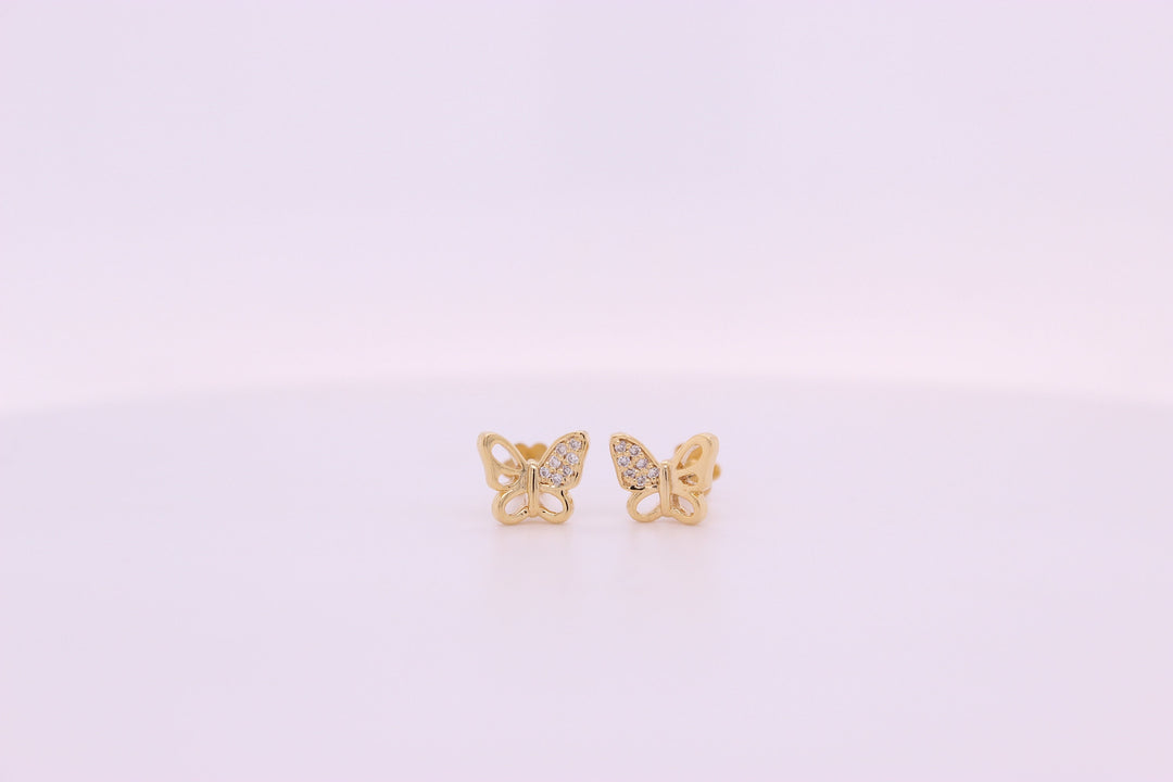 Kids Winged Butterfly Diamond Stud Earrings, 14k Solid Gold, Natural Diamonds, Kids jewelry, Gift for toddlers, girls and kids