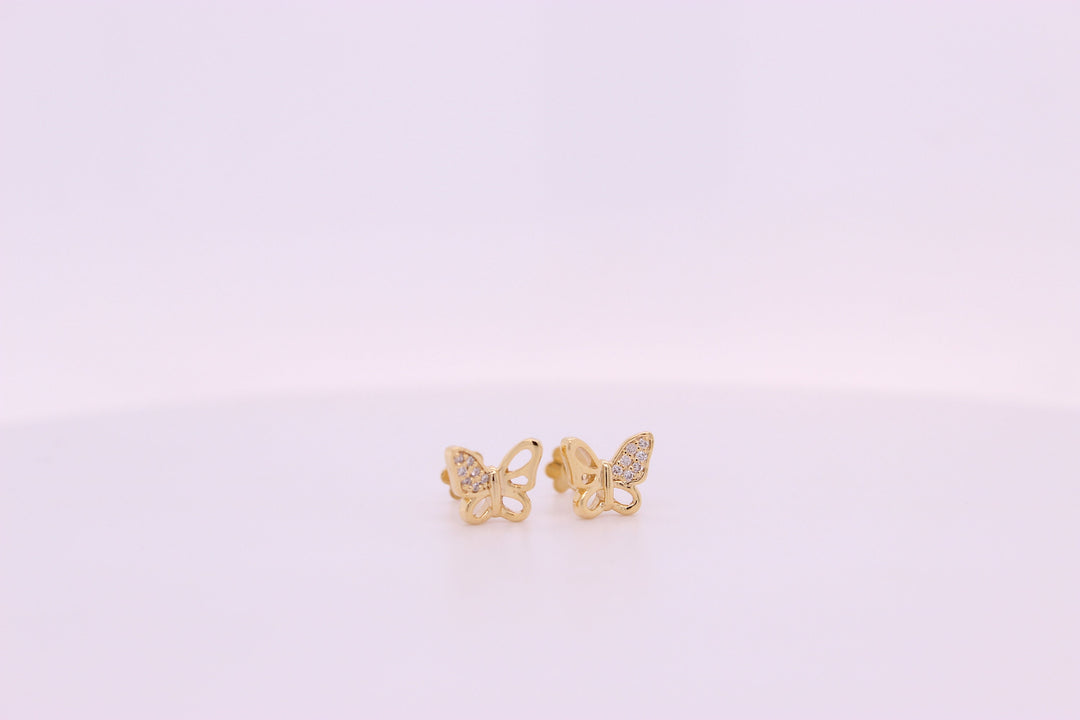 Kids Winged Butterfly Diamond Stud Earrings, 14k Solid Gold, Natural Diamonds, Kids jewelry, Gift for toddlers, girls and kids