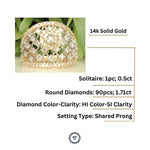 Load image into Gallery viewer, Broad Solitaire Diamond Ring, 14k Solid Gold Diamond Band, Two Toned Ring, Natural Diamonds, Gift for her
