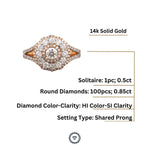 Load image into Gallery viewer, Round Solitaire Flower Diamond Ring in 14K Solid Gold, Natural Diamonds, Gift for her
