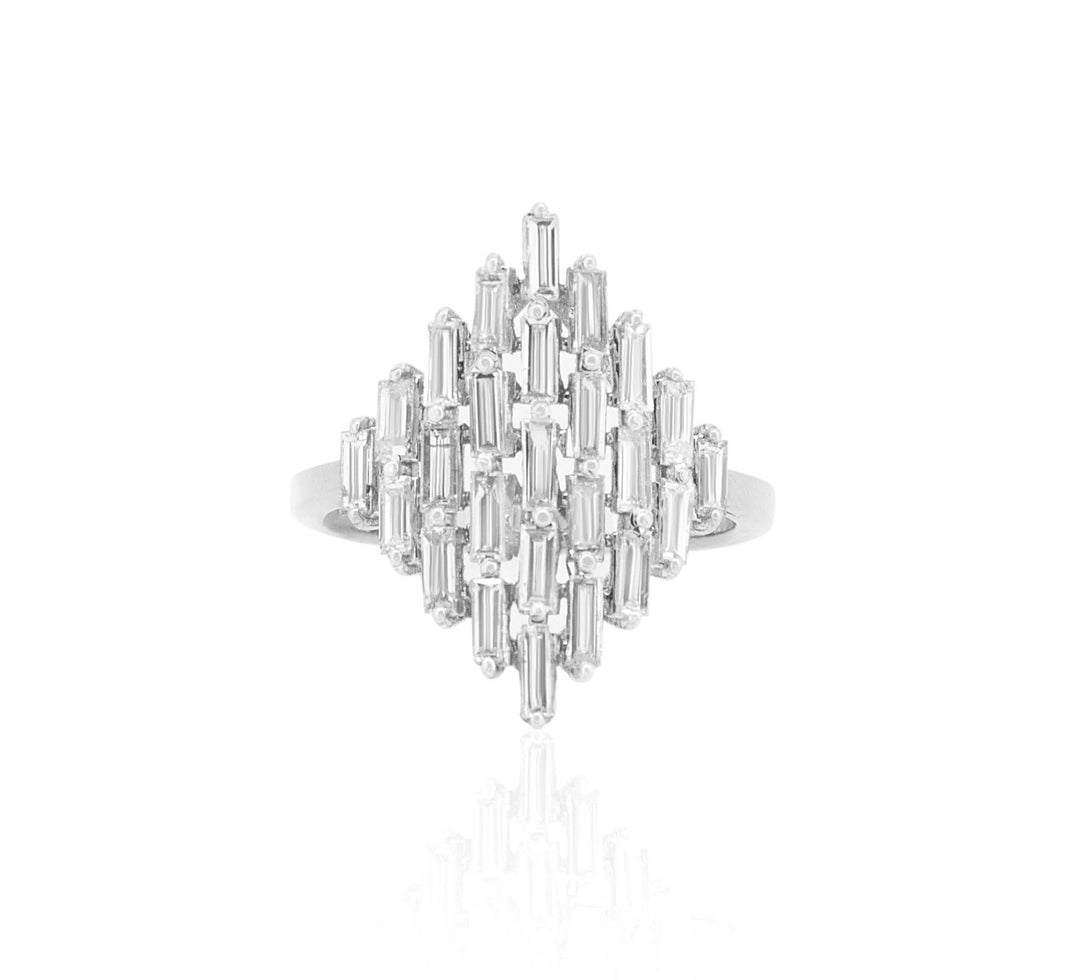 Baguette Diamond Ring, Diamond cluster setting Ring, Baguette Diamond Engagement Ring, Natural Diamonds, 14K Solid Gold, Gift for her