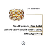 Load image into Gallery viewer, Bezel Diamond Broad Ring, 14k Solid Gold Diamond Band,  Natural Diamonds, Cocktail Ring, Gift for her
