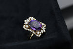 Load image into Gallery viewer, Amethyst Diamond Ring, 14k Solid Gold, Natural Diamonds, Cocktail Ring, Faceted Oval Ring, Gemstone Rings, Gift for her
