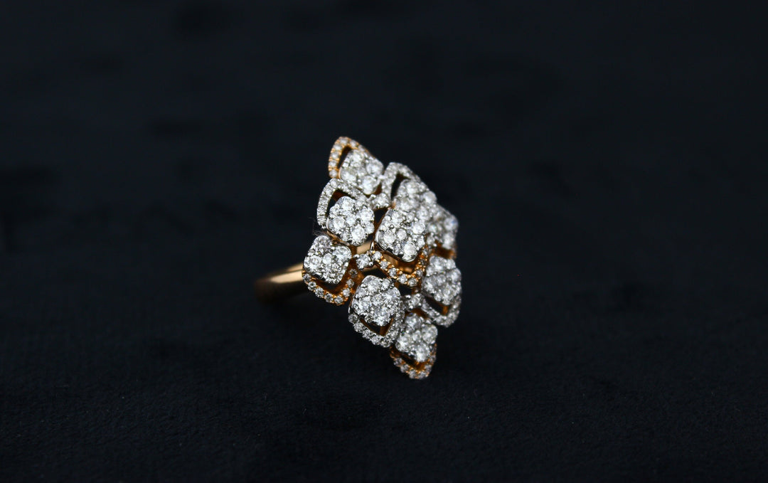 Cocktail Diamond Ring in 14k Solid Gold, Natural Diamonds, Gift for her