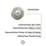 Load image into Gallery viewer, Cultured South Sea Pearl Diamond Ring, Gemstone Diamond Ring, 14k Solid Gold, Dual Tone Ring, Natural Diamonds, Gift for her
