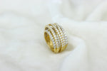 Load image into Gallery viewer, Wide Band Ring with multiple rows of Natural Diamonds, 14K Solid Gold, Cocktail Band, Gift for Her
