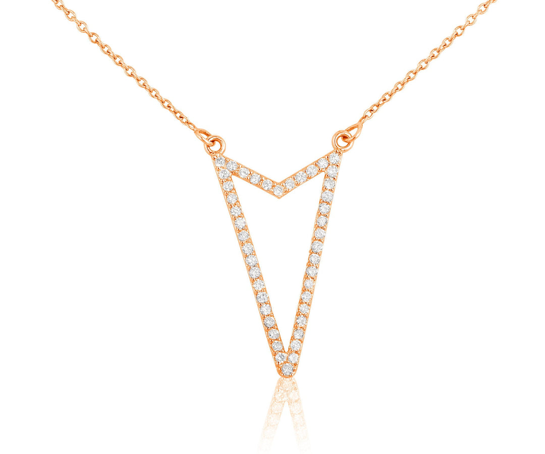 Triangle Diamond Necklace, 14k Solid Gold Diamond Arrow necklace, Natural Diamonds, Layering Solid, Gift For Her