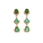 Load image into Gallery viewer, Fancy Emerald Dangle Drop Diamond Earrings, Pear &amp; Emerald Cut Gemstone Earrings, 14k Solid Gold, Natural Diamonds, Gift for her
