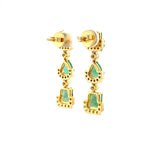 Load image into Gallery viewer, Fancy Emerald Dangle Drop Diamond Earrings, Pear &amp; Emerald Cut Gemstone Earrings, 14k Solid Gold, Natural Diamonds, Gift for her
