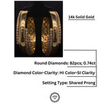 Load image into Gallery viewer, Round Diamond Hoop Earrings, 14k Solid Gold Earrings, Natural Diamonds, Wedding Earrings, Gift for her
