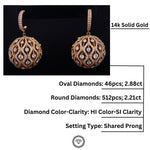Load image into Gallery viewer, Orb Diamond Drop Earrings, 14K Solid Gold, Oval &amp; Round Natural Diamonds, Bridal Wedding Earrings, Gift for her
