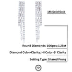 Load image into Gallery viewer, Waterfall Diamond Earrings In 14kt Solid Gold, Asymmetric Triple line Earrings, Natural Diamonds, Gift for her
