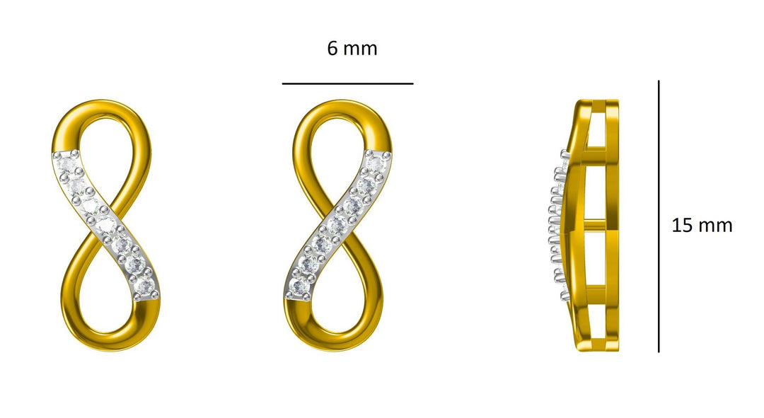 Infinity Design Stud Diamond Earrings, Natural Diamonds, 14k Solid Gold, Gift for her, Elegant Design